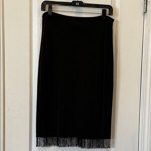 Vintage NWT Carol Little Black Skirt with Beaded Hem. Size M
